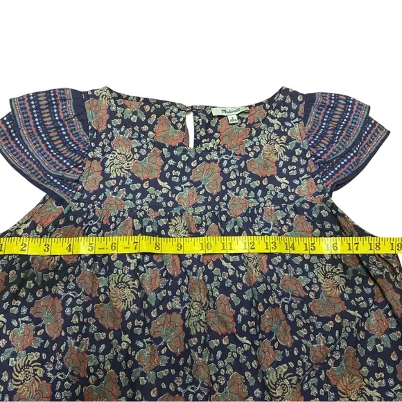 Madewell Women’s Story Top in Fan Floral Mix Size 6 Peasant Blouse Bohemian - Picture 9 of 14